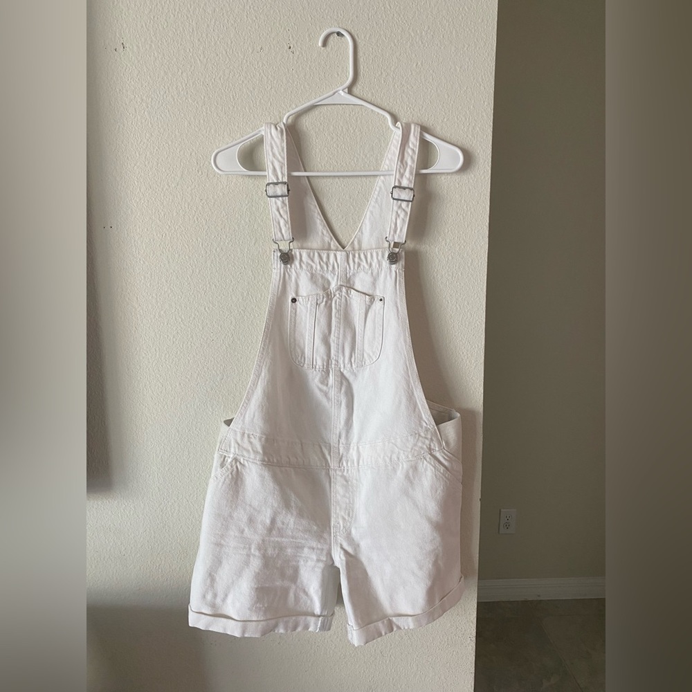 White maternity overalls